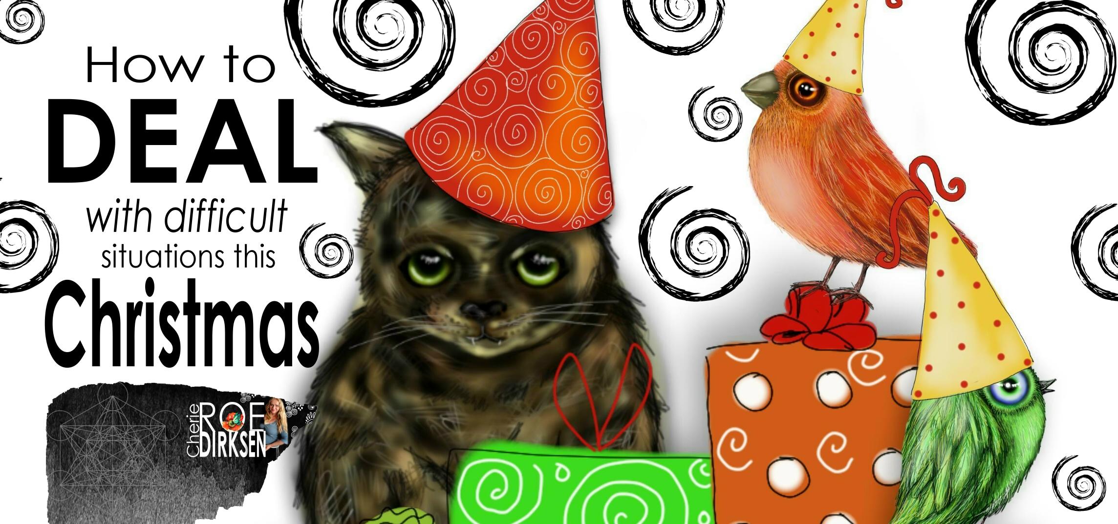 Christmas Cat and Birds by Cherie Roe Dirksen